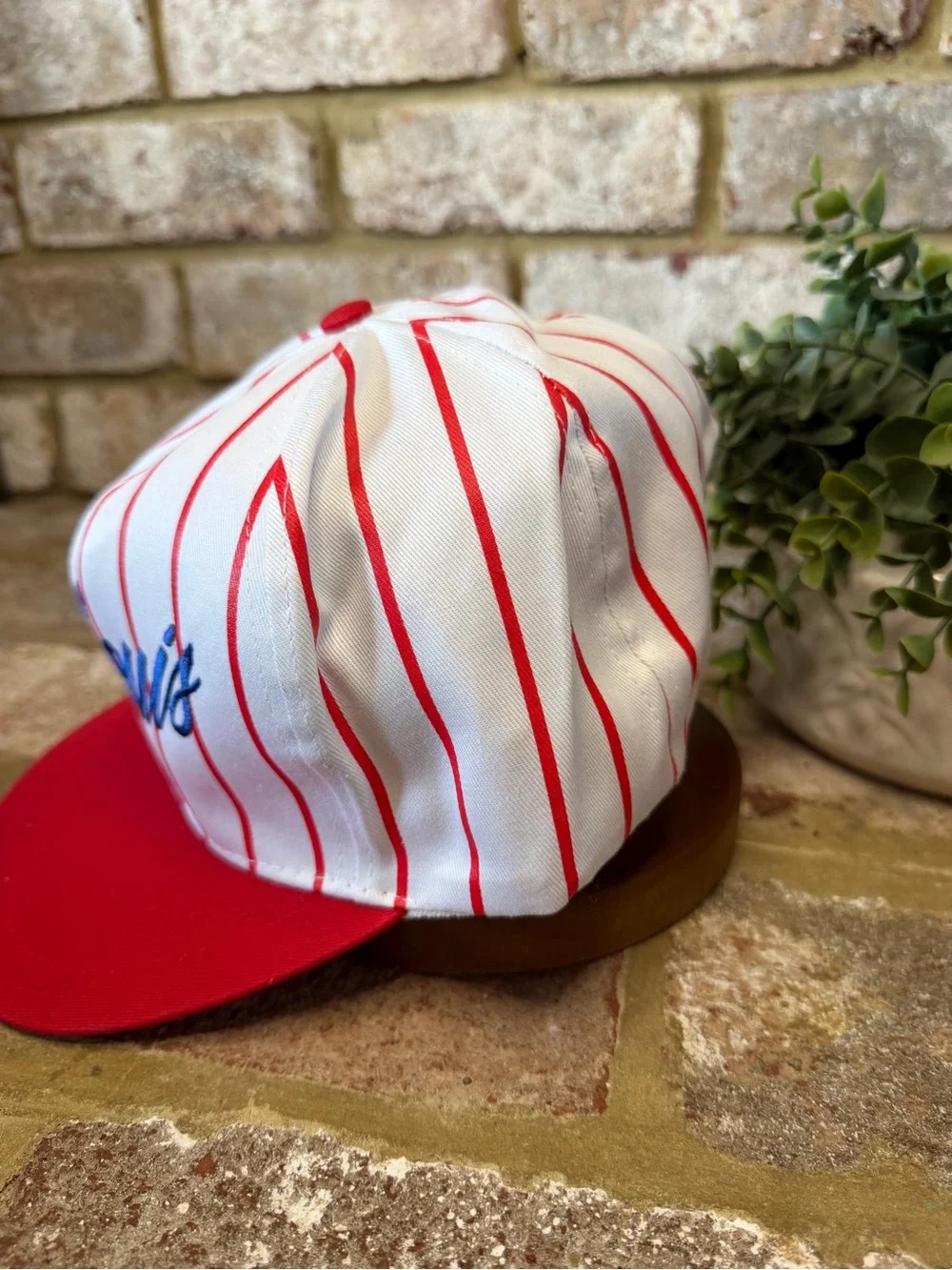 Vintage | St. Louis Red & White Striped Baseball Cap with Blue Script
